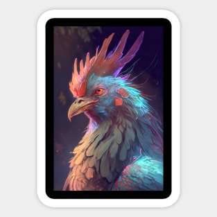 Rooster Animal Portrait Painting Wildlife Outdoors Adventure Sticker